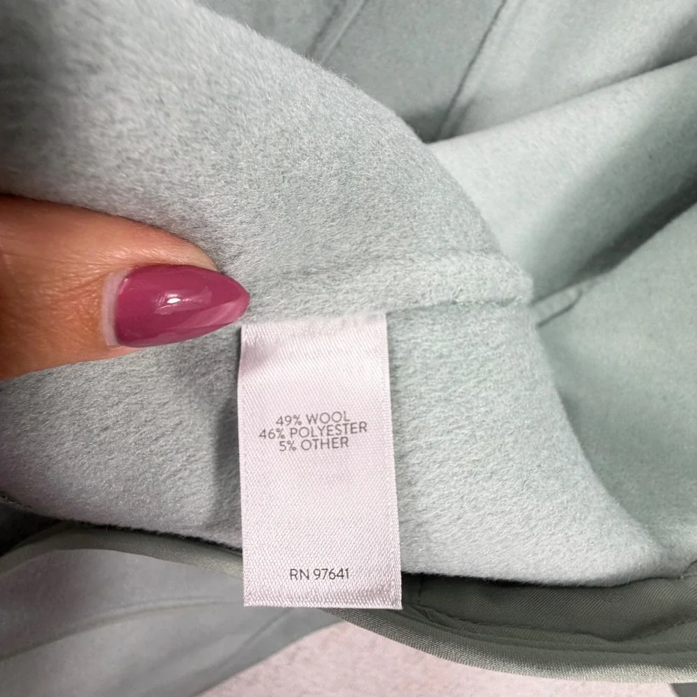 Jill Wool Blend Coat XL White Jade Collarless Snap Front NWT